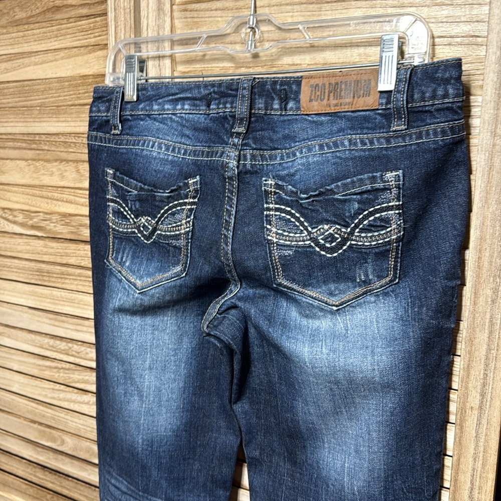 Zco Jeans Hippie Juniors Premium Dark Blue Denim Flare Rodeo CowGirl Size 9